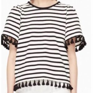 Kate Spade Broome Street Striped Tassel Tee